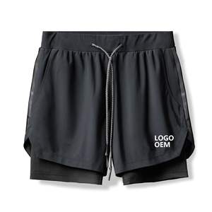 Pantalones cortos deportivos 2 en 1 personalizados de OEM para hombre, pantalones cortos para correr de secado rápido, gimnasio, entrenamiento físico, doble capa - Product Image 1