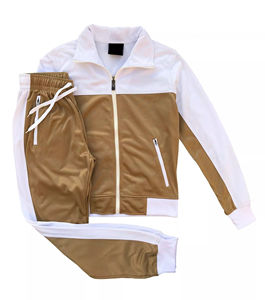 Ensemble de survêtement pour homme 100% coton avec col rond, pantalon de jogging à taille élastique, style décontracté streetwear pour l'hiver, tendance et confortable - Product Image 1