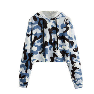Top corto con capucha de invierno de alta calidad para mujer con estampado personalizado 100% ropa informal de algodón-superventas - Product Image 1