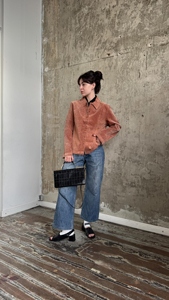 เสื้อเบลเซอร์หนังแกะกระดุมสองแถวของผู้หญิงแจ็คเก็ตผ้าไหมหนังกลับสีชมพูย้อมสีล้วนลายกันลมกระดุมสำหรับฤดูใบไม้ผลิ/ฤดูหนาว/ฤดูใบไม้ร่วง - Product Image 4