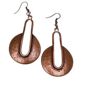 Ensemble de boucles d'oreilles hexagonales en cuivre métallique traditionnelles faites à la main de haute qualité ARTISAN CRAFT pour femmes et boucles d'oreilles pendantes cadeaux - Product Image 2