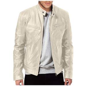 Nouvelle veste de moto en cuir noir pour homme, style audacieux, avec col montant et épaules matelassées, style streetwear - Product Image 4