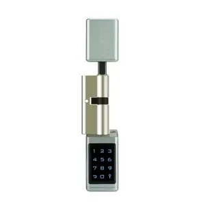 Cylinder Smart Lock With IC Card Mechanical Key Electronic Digital Locker Lock with USB Charging Black