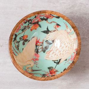 Elegant Artisan Printed <b>Wooden</b> <b>Bowl</b> Decorative Centerpiece for Dining Table Kitchen Serving and Contemporary Home Interior Decor - Product Image 1
