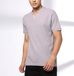 Chemise polo pour homme, col Henley, mélange coton/polyester, tissu tricoté, séchage rapide, anti-froissement, manches courtes, logo brodé pour le golf - Product Image 1