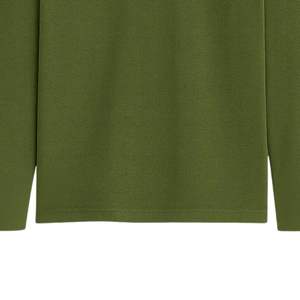 Polo à manches longues en tricot ajusté vert foncé pour homme, logo personnalisé de haute qualité, simple, élégant, décontracté pour le travail - Product Image 5