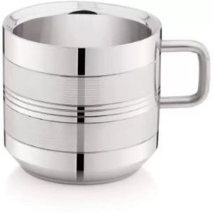 Tasse à café semi-nervuré à double paroi de conception classique Tasse à bière en acier inoxydable pour une taille personnalisée et un prix bon marché avec un look de créateur - Product Image 2