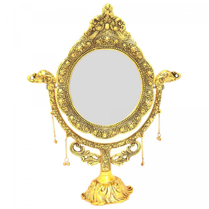 Miroir de table en aluminium moderne au design incroyable, forme de feuille plaquée or, qualité d'exportation haut de gamme - Product Image 5