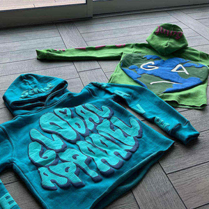 Sweat à capuche personnalisé Y2K 100% coton French Terry unisexe, coupe ample, ourlet arrondi, capuche courte, imprimé gonflé d'hiver, respirant - Product Image 4