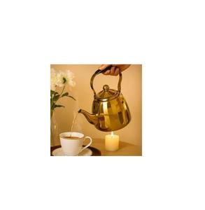 Bouilloire à thé en laiton poli élégante pour une présentation décorative de la cuisine avec un design classique et une finition dorée riche - Product Image 1