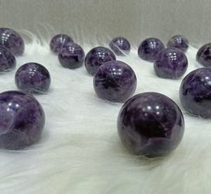 Sphères d'améthyste polies, boules de cristal violet naturel pour la décoration de la maison, artisanat en pierre semi-précieuse en forme de cercle - Product Image 4