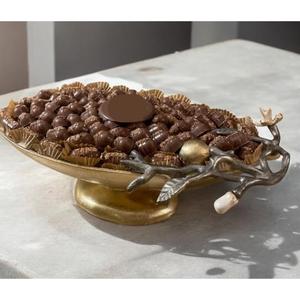 Creative Silver Metal Stone Round Bowl With Marble Stand <b>Fancy</b> Design <b>Chocolate</b> Bowl Dessert Display For Weddings And Parties - Product Image 3