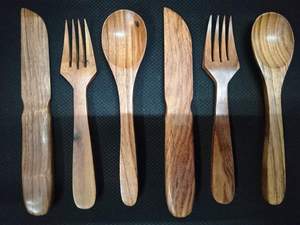 Cuillères Design Classique en Bois Décor de Cuisine Restaurant et Hôtel Design Couverts Naturels Avec Design de Finition Peinte - Product Image 2