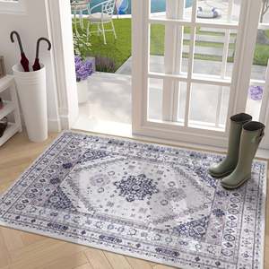 Ensemble de tapis de sol lavables Netline KELIM2001, design floral beige moderne, Home Rugs Depot - Product Image 4