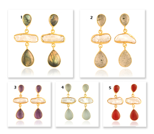 Pendientes de perlas naturales y Calcedonia rosa para mujer, pendientes de gota chapados en oro, joyería de moda para boda - Product Image 5