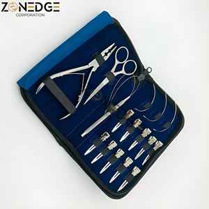 High Quality Products <b>Hair</b> Extension Pliers With <b>Hair</b> <b>Sectioning</b> <b>Clips</b> and Loop <b>Hair</b> Cutting Solid Scissor With C Type Needles - Product Image 4