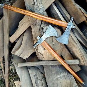 Haches de chasse faites à la main, acier Damas, forgées à la main, camping, lot de 2 haches, manche en bois. - Product Image 6