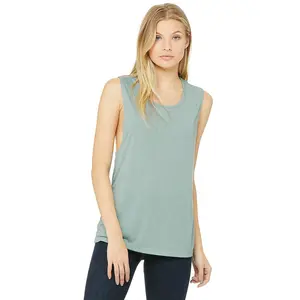 Bella kanvas biru berdebu untuk wanita atasan Tank Top otot sendok bunga 65% sejuk poli 35% viscose 32 3.7 tunggal oz