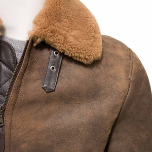 Chaqueta de cuero genuino de Otoño Invierno para hombre antiguo con diseño personalizable, cuello de piel de la mejor calidad, tela ligera, estilo callejero - Product Image 4