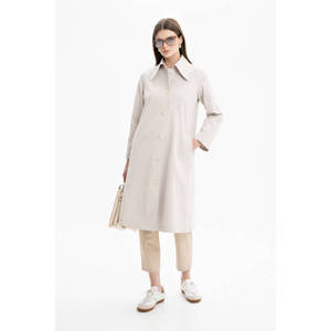 Manteau trench à double boutonnage pour femme, doublé, en tissu raglan, couleur pierre - Product Image 2