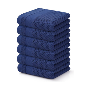 Serviettes de cuisine en coton tricoté de haute qualité, couleur unie, rectangulaires, lavables en machine, absorbantes, bleu marine, lot de 8, livraison directe - Product Image 6