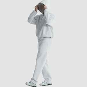 High Quality Casual Oversized <b>Zip</b>-<b>Up</b> <b>Hoodies</b> and Jogger Set Unisex Streetwear Heavyweight Custom Logo Tracksuit Sweatpants - Product Image 2