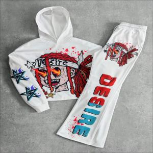 Custom Unisex Solid Heavyweight Hooded Tracksuit <b>Set</b> for Men Hoodie Sweatpants Screen Printed Distressed <b>Embroidery</b> Streetwear - Product Image 5