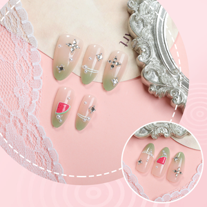 Presse sur les ongles de luxe en cristaux <span class=keywords><strong>Swarovski</strong></span>, colle en forme d'amande de conception de diamant 3D sur les extensions d'ongles - Product Image 3