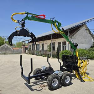 Mini NEW Diesel Timber Trailer Logging <b>Carrier</b> Dump Wood <b>Log</b> Trailer with Crane Loader Forestry Machinery - Product Image 1
