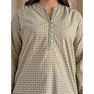 Blusa de Popelina Gris para Mujer, Logotipo Bordado, Corte Holgado Informal, Talla XL, Cierre de Botones, Temporada Otoño y Primavera - Product Image 2