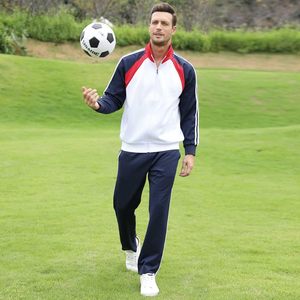 Ensemble de survêtement décontracté unisexe en 2 pièces, léger, 100% coton, automne, manches longues, veste zippée intégrale, pantalon de survêtement, tenue de sport - Product Image 4