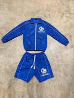 Conjunto corto de chándal con cremallera y logotipo personalizado para hombre, chaqueta cortavientos y pantalones cortos estampados para invierno