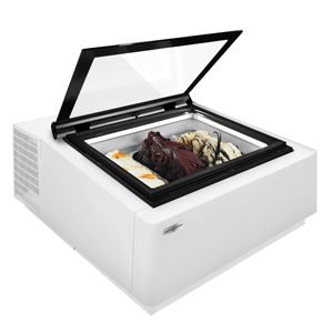 Congelador expositor de helados para mostrador - 670 mm - Enfriamiento estático - para 3 x 5 litros de recipientes Napoli - Blanco - Tapa de cristal abatible - Product Image 5