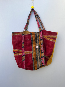 Bolso Kantha de algodón reversible hecho a mano para mujer, bolsos de mano informales de alta calidad con dos asas/correas, uso de compras en la playa abierta - Product Image 5