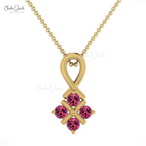 Derniers produits 2025 véritable tourmaline rose pendentif de mariage délicat 2mm pierre précieuse coupe ronde pendentif incurvé pour femmes pour la vente en gros - Product Image 2