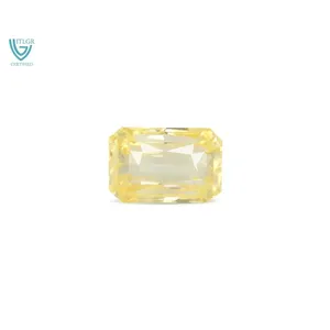 NOVAMART Fine Natural Yellow Sapphire (<b>Pukhraj</b>) 5.31 Carat Faceted Emerald Cut Loose <b>Stone</b> Red Gem Material Similar to Alexandri - Product Image 1