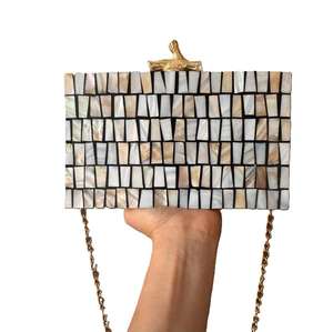 Eco-Friendly <b>Pearl</b> Inlay <b>Clutch</b> <b>Bag</b> Handcrafted Natural Shape Modern Style Custom Size Wedding Holiday Luxury Gifting CRAFT - Product Image 3