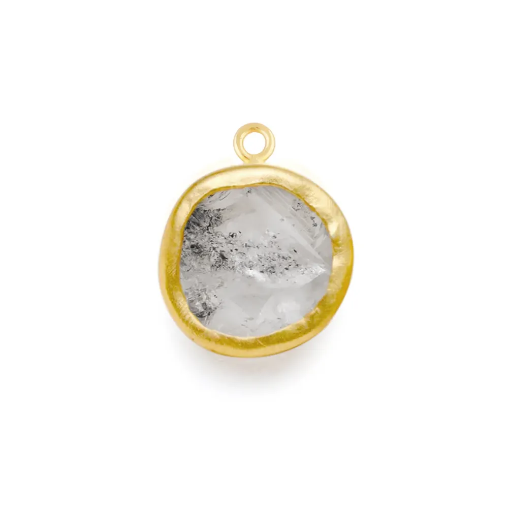 Piedra preciosa de diamante Herkimer en bruto, ajuste de bisel de plata de ley 925, piedra natal, oro Vermeil, colgante de abalorio DIY para hacer joyas