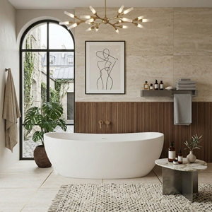 Bañera independiente Salvere FW-8814-55 - Bañera ovalada de acrílico moderna, duradera y ecológica para uso en interiores - Product Image 4