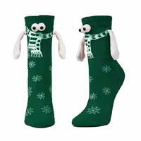 Chaussettes amusantes en coton écologique personnalisées avec aimants pour se tenir par la main, yeux 3D, cadeau de Noël original pour enfants, adultes et couples