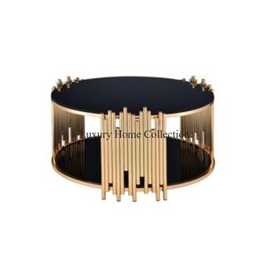 Mesa de café elegante resistente de metal con sombra de oro rosa y suministros de muebles de sala de estar al precio más bajo con logotipo personalizado - Product Image 3