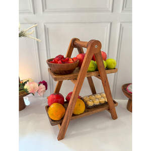 Bandeja de madera de acacia para servir real con asas para servir bebidas té postre cena desayuno - Product Image 4