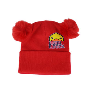 Bonnet écharpe personnalisé de haute qualité en tricot pour l'hiver pour bébé enfant en bas âge mignon chapeau chaud pour enfants Double pompons caractère - Product Image 4