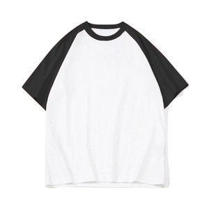 T-shirt unisexe streetwear à col rond, coupe régulière, en jersey épais 200 g/m², avec logo imprimé en relief personnalisé, colorblock décontracté, vierge de haute qualité - Product Image 5