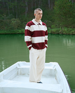 Camiseta de Manga Larga para Hombre, Sólida, Transpirable, Informal, de Rayón y Algodón, Tejido de Punto, Corte Holgado, Logotipo en el Cuello, Fabricada en Vietnam - Product Image 3