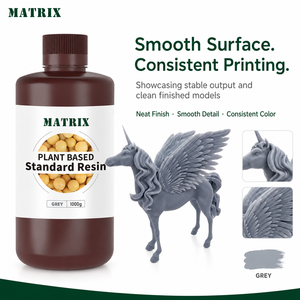 เรซินมาตรฐานจากพืช MATRIX 1000 กรัม สีเทา ความแม่นยำสูง 405 นาโนเมตร สำหรับการพิมพ์ 3 มิติ ด้วยแสงยูวี - Product Image 4