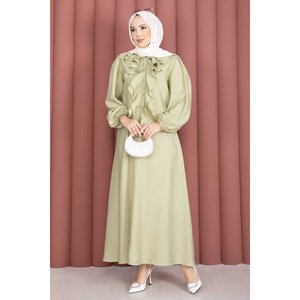 Ensemble deux pièces en tissu crêpe vert olive, taille XXS/XS, jupe à volants, tenue pour les saisons printemps/été - Product Image 4