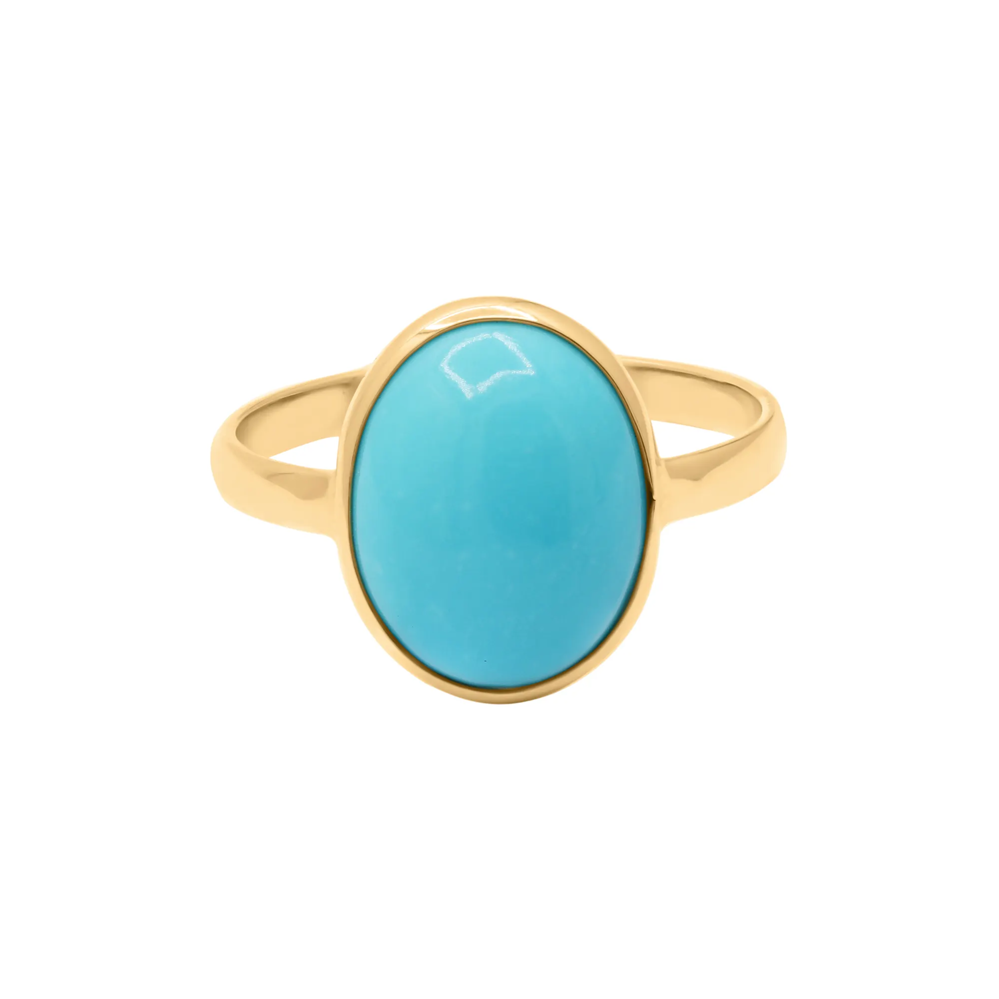 Simple Elegant Genuine Turquoise Gemstone Ring December Birthstone Ring 18k Yellow Gold Ring For Christmas Party