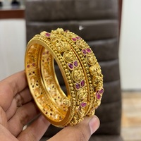 Impresionantes Brazaletes de Latón Chapado en Oro con Diseño de Patla, Estilo Abrible, Joyería Étnica India Clásica para Mujeres, Compromisos