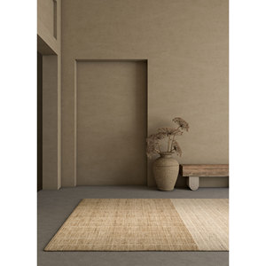 พรมขนสัตว์ทำมือสีเบจและสีน้ำตาลลายเส้น ขนาดใหญ่ 9x12 ฟุต รูปทรงสี่เหลี่ยมผืนผ้า เหมาะสำหรับห้องโถงหรือห้องนั่งเล่น-Hwl-178 - Product Image 5